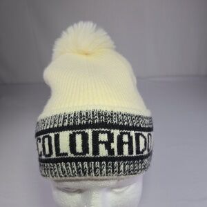 Robin Ruth Pom Pom Beanie - Colorado - Winter Knit Cap Hat - Black and Cream